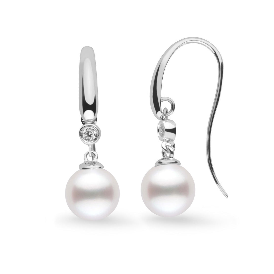 Diamond Cascade Collection 9.0-10.0 mm White South Sea Pearl Earrings
