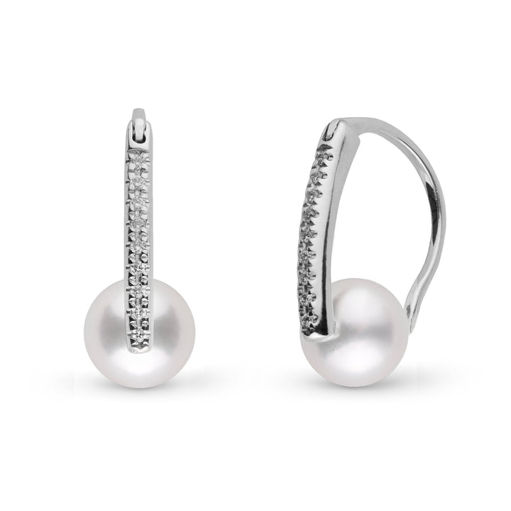 Diamond Deco Collection 7.0-7.5 mm Akoya Pearl Earrings white gold