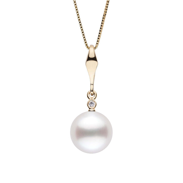 Essential Collection 9.0-10.0 mm White South Sea Pearl and Diamond Pendant yg