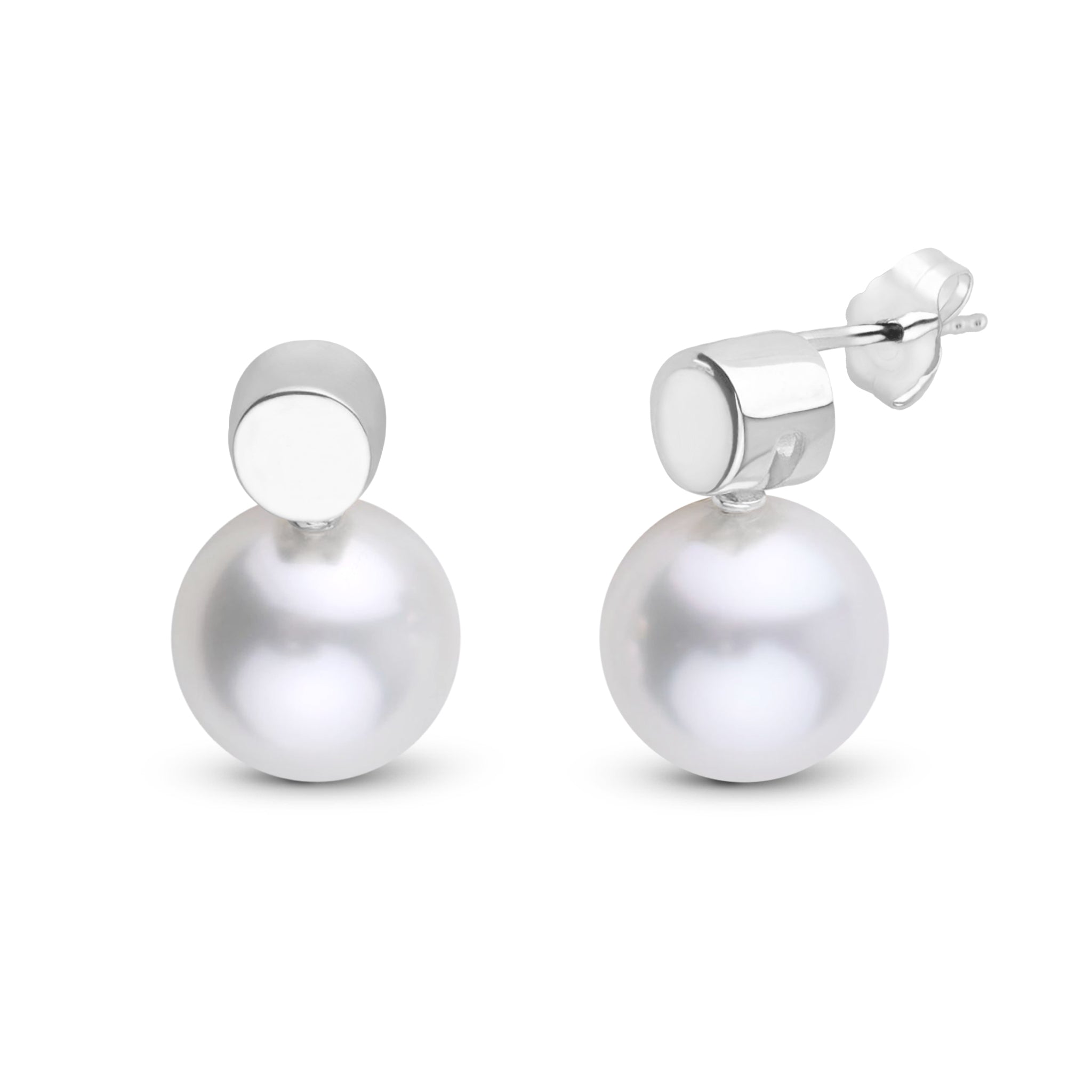 Dot Collection 10.0-11.0 mm White South Sea Pearl Earrings White Gold