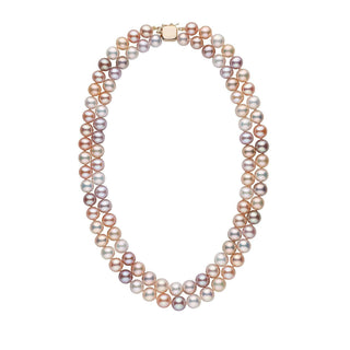 Double Strand 8.5-9.0 mm AAA Multicolor Freshwater Pearl Necklace