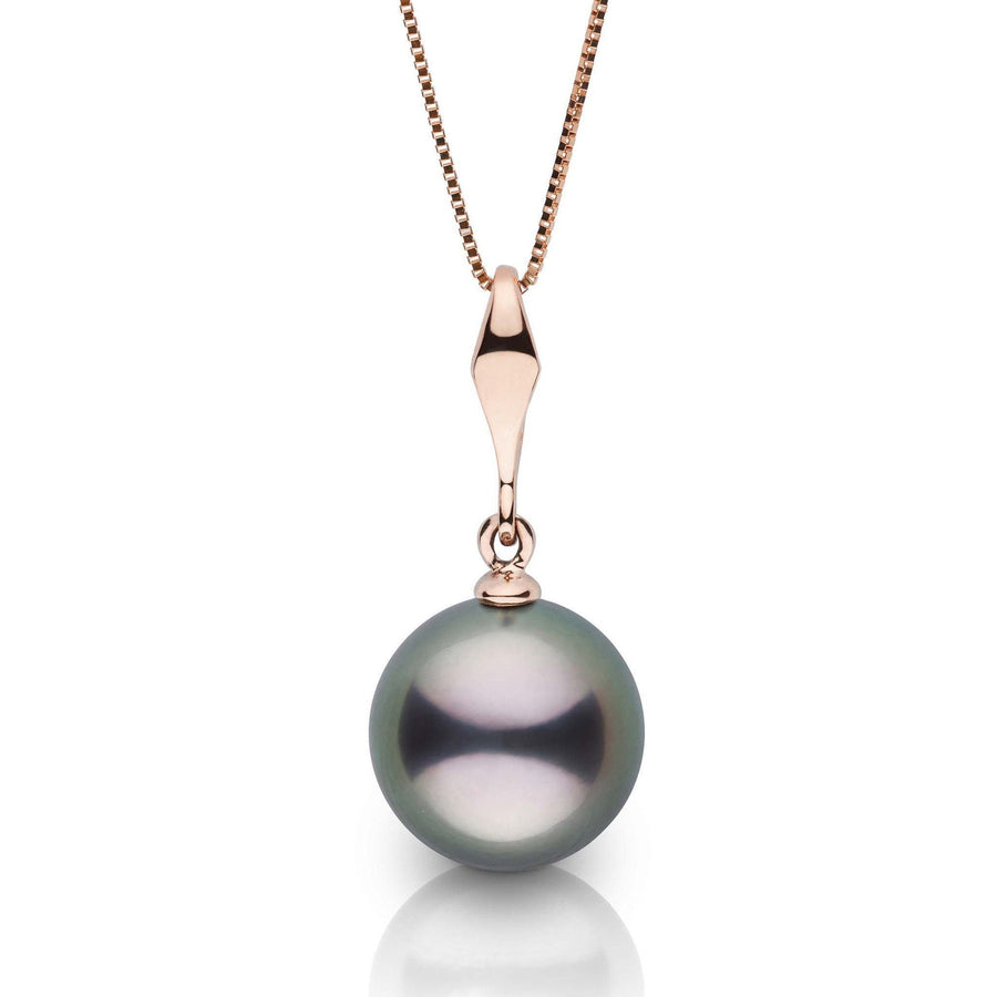 Essential Collection 10.0-11.0 mm Tahitian Pearl Pendant featuring a lustrous black Tahitian pearl suspended from an elegant rose gold chain, perfect for refined elegance.