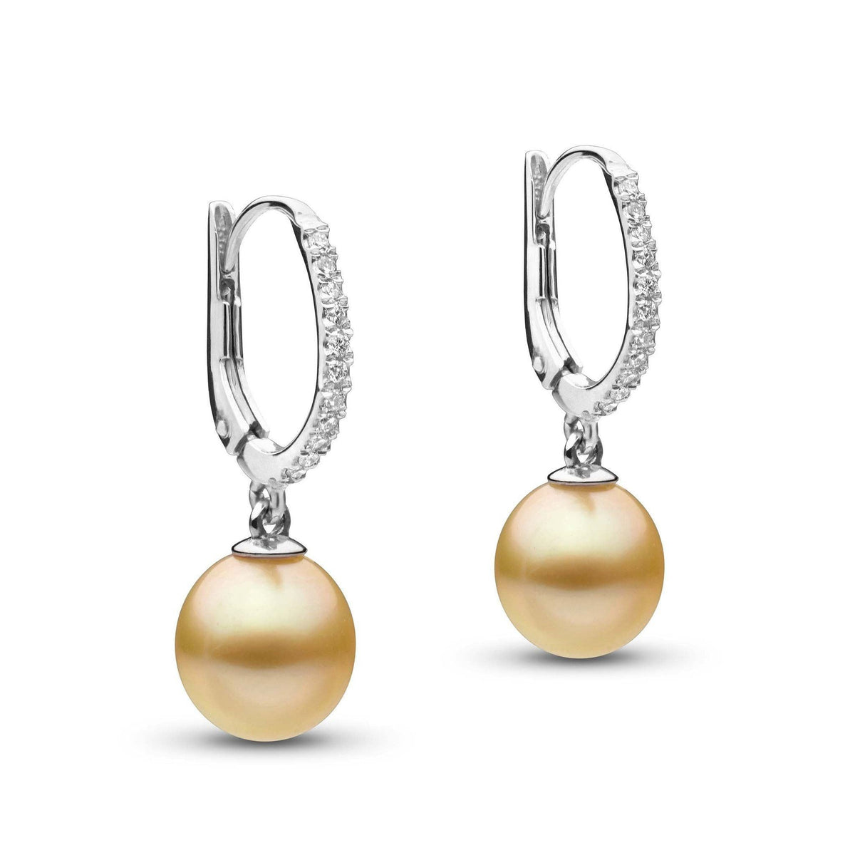 Eternal Collection Drop Golden South Sea 9.0-10.0 mm Pearl and Diamond Earrings wg