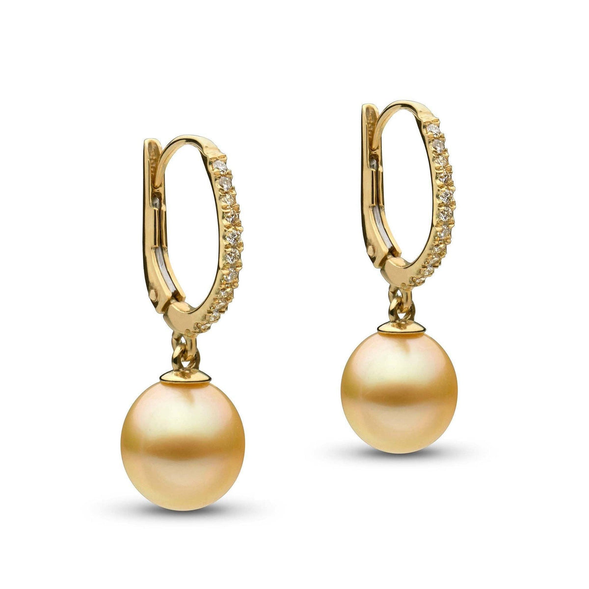 Eternal Collection Drop Golden South Sea 9.0-10.0 mm Pearl and Diamond Earrings yg