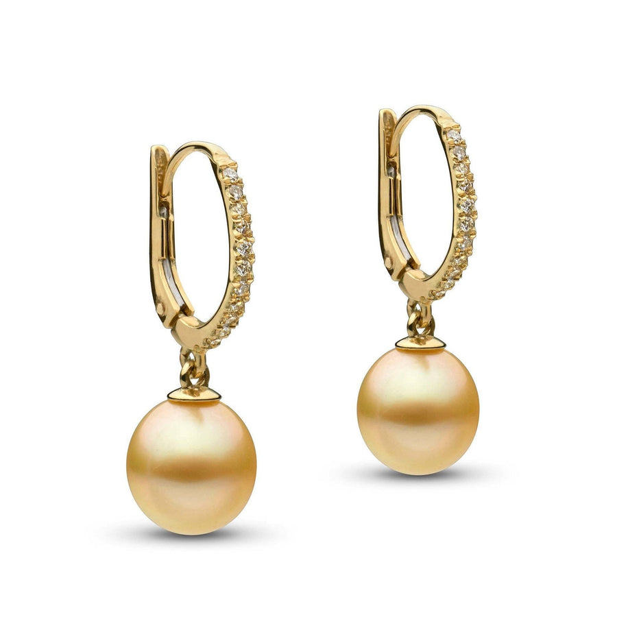 Eternal Collection Drop Golden South Sea 9.0-10.0 mm Pearl and Diamond Earrings yg