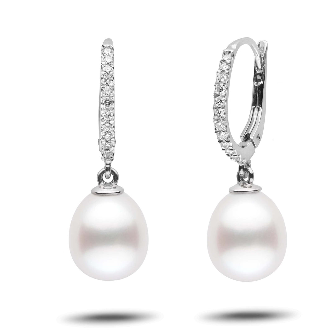 Eternal Collection Drop White South Sea 10.0-11.0 mm Pearl and Diamond Earrings wg