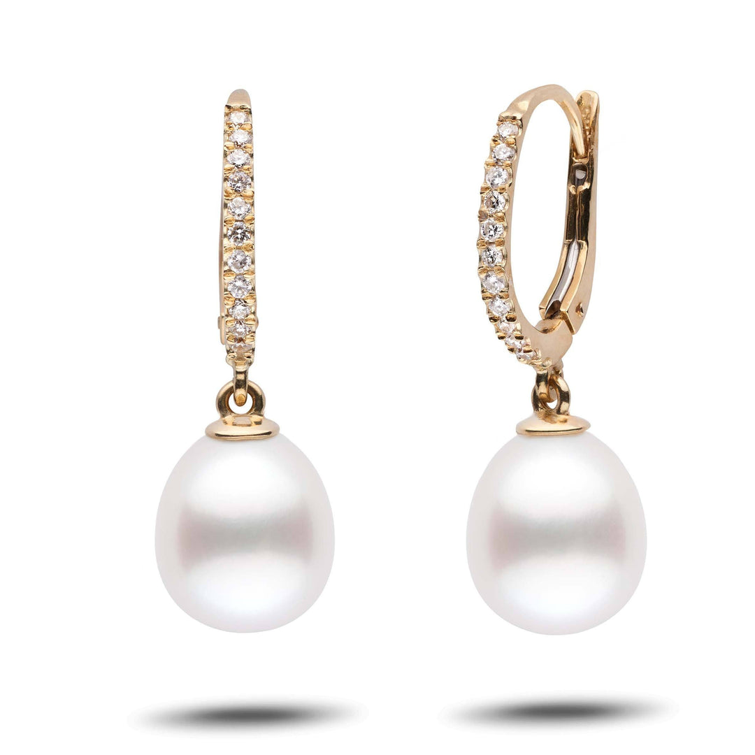 Eternal Collection Drop White South Sea 10.0-11.0 mm Pearl and Diamond Earrings yg