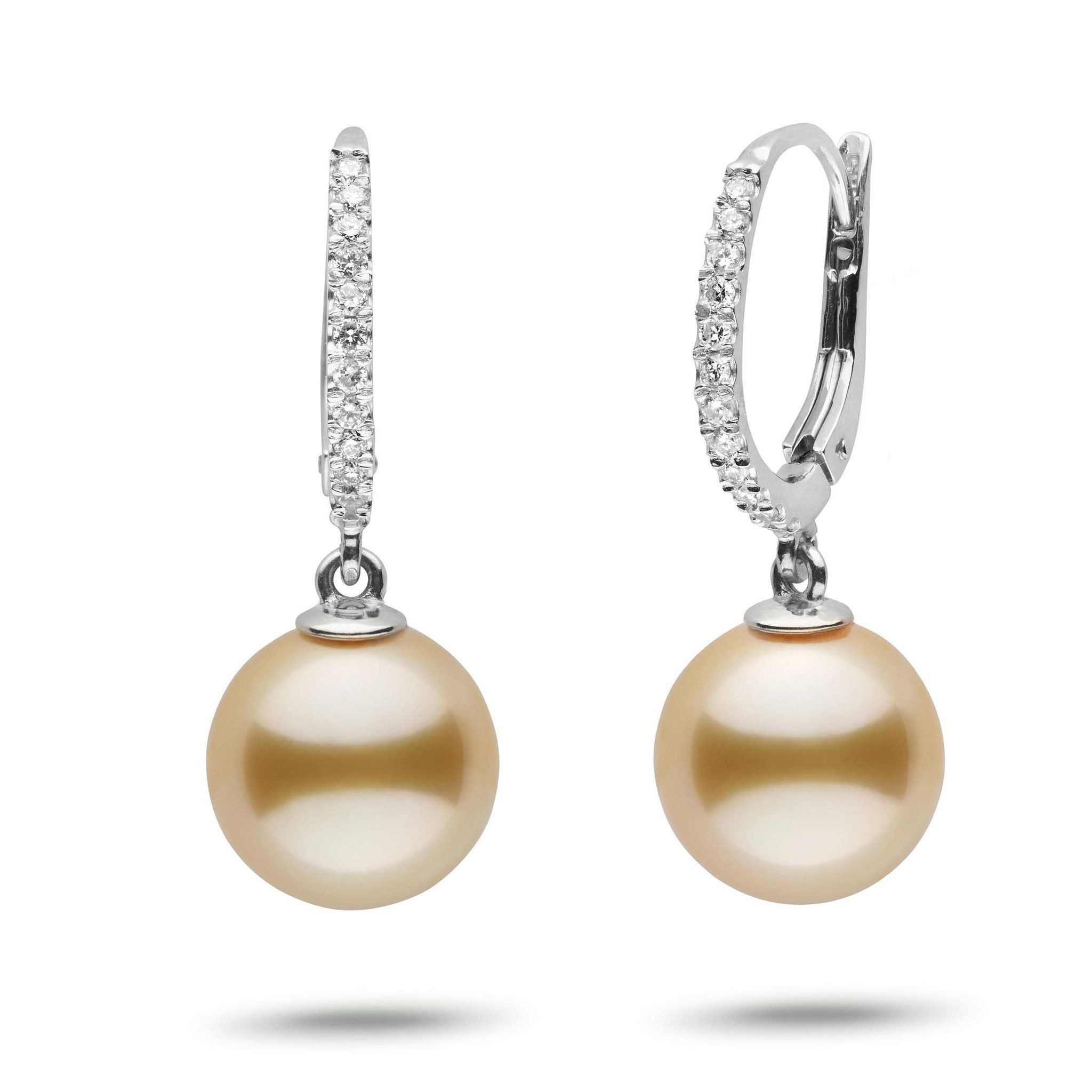 Eternal Collection Golden South Sea 10.0-11.0 mm Pearl & Diamond Dangle Earrings