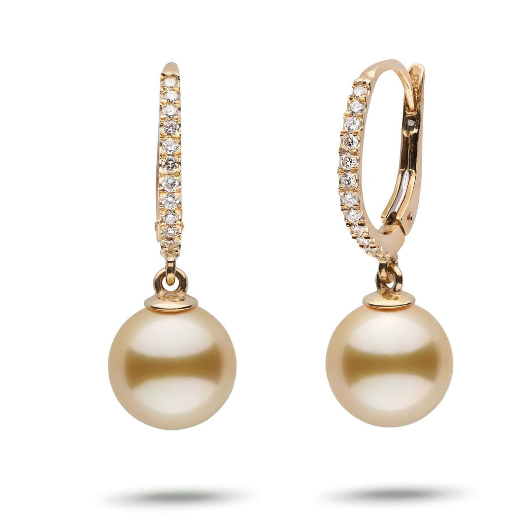 Eternal Collection Golden South Sea 9.0-10.0 mm Pearl & Diamond Dangle Earrings