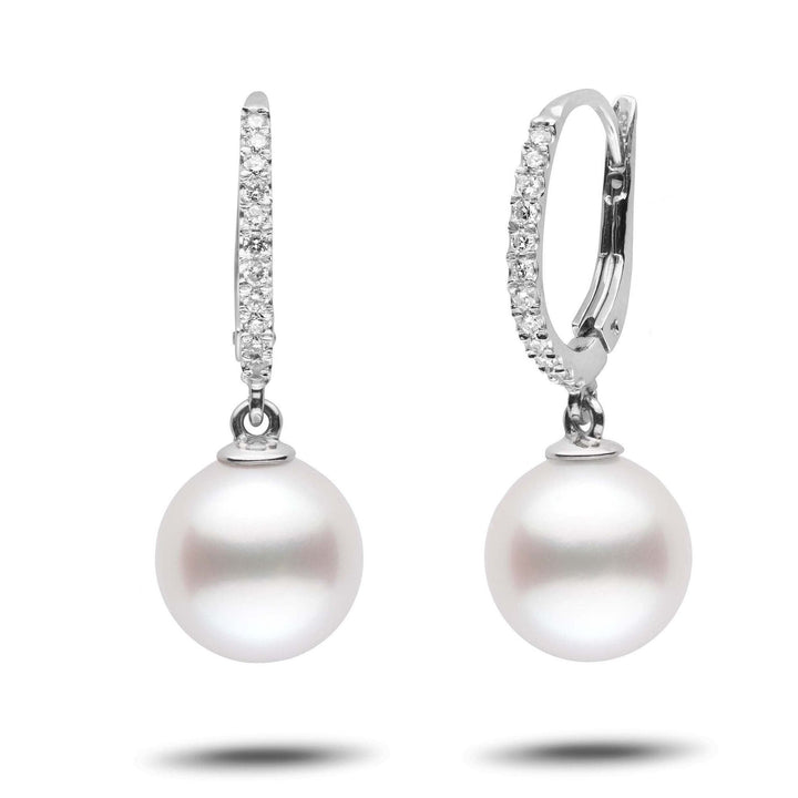 Eternal Collection White South Sea 10.0-11.0 mm Pearl & Diamond Dangle Earrings