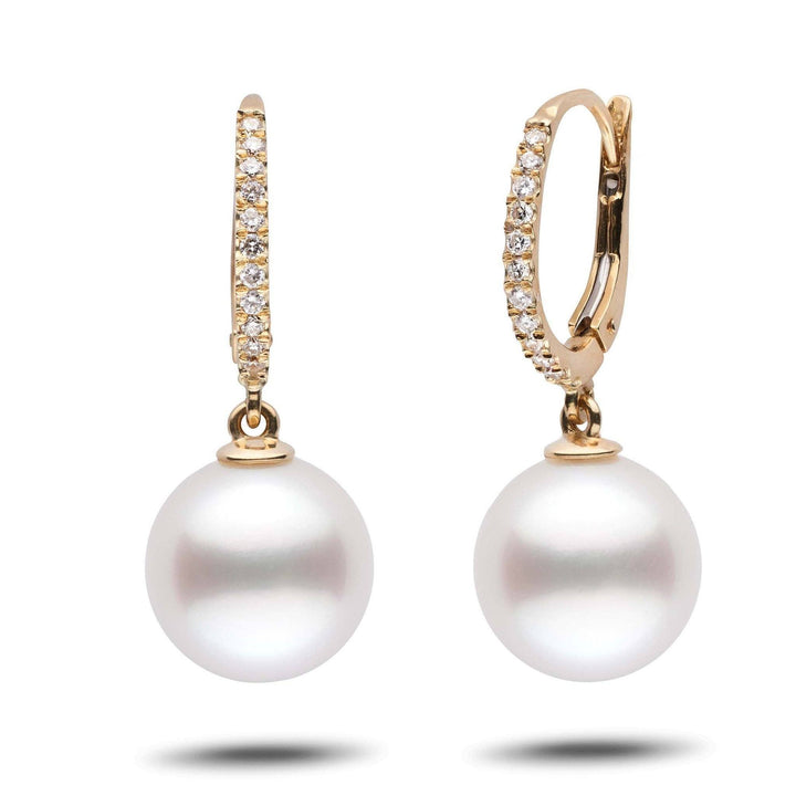 Eternal Collection White South Sea 11.0-12.0 mm Pearl & Diamond Dangle Earrings