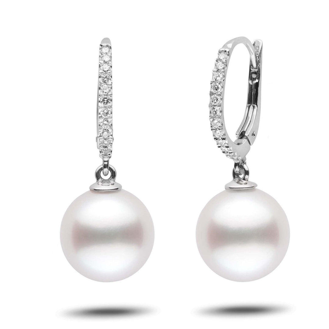 Eternal Collection White South Sea 11.0-12.0 mm Pearl & Diamond Dangle Earrings