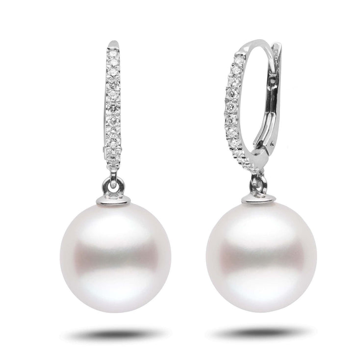 Eternal Collection White South Sea 12.0-13.0 mm Pearl & Diamond Dangle Earrings