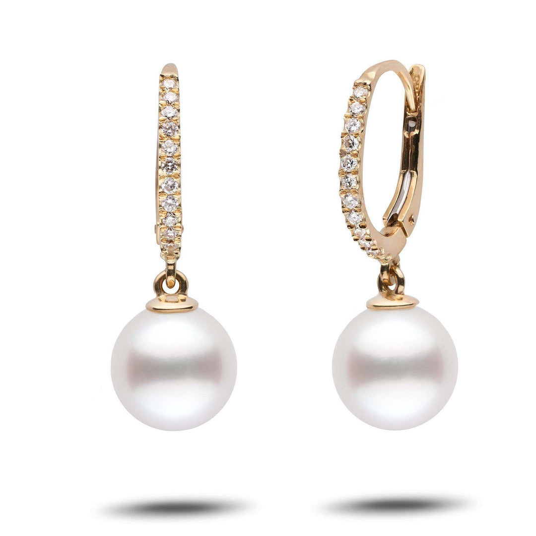 Eternal Collection White South Sea 9.0-10.0 mm Pearl & Diamond Dangle Earrings