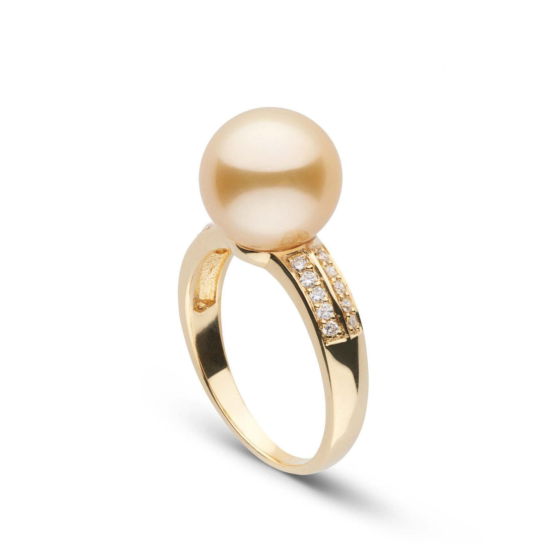 Forever Collection Golden 10.0-11.0 mm South Sea Pearl and Diamond Ring