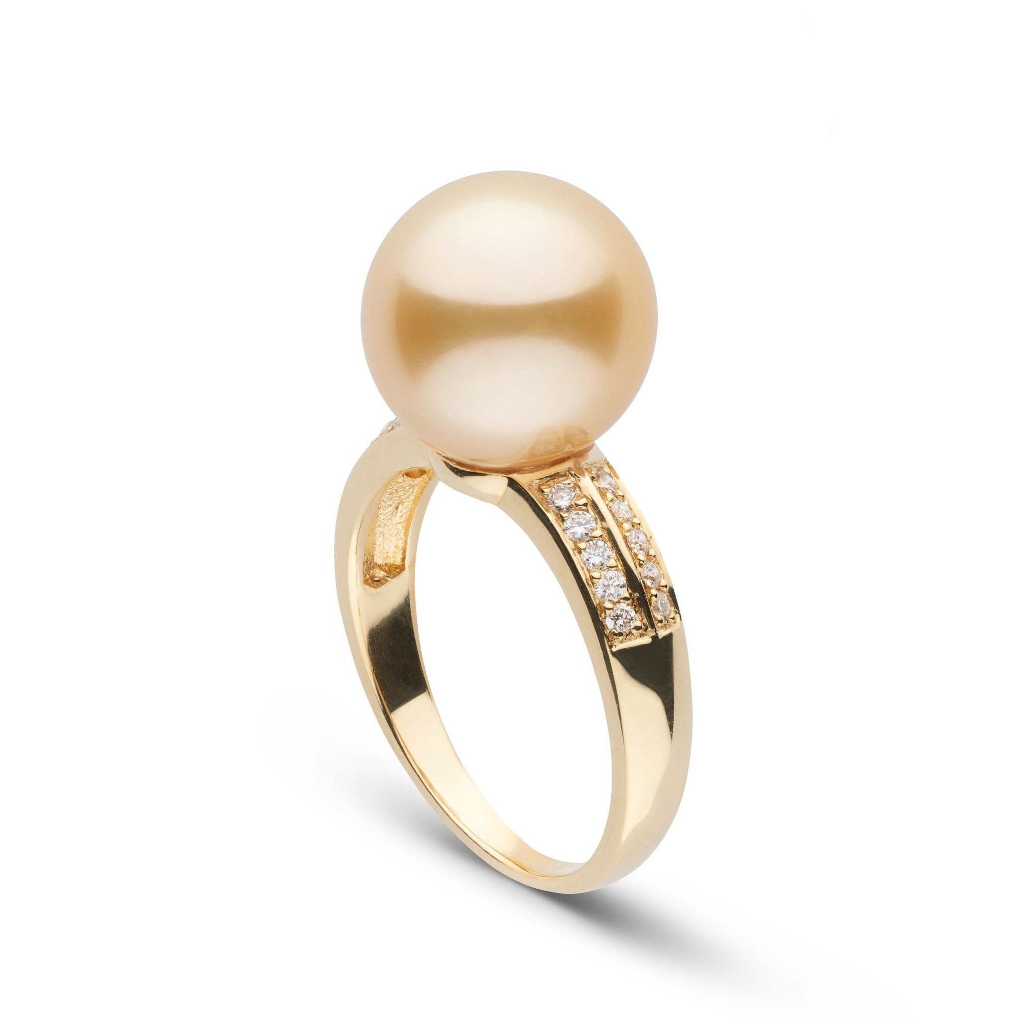 Forever Collection Golden 11.0-12.0 mm South Sea Pearl and Diamond Ring