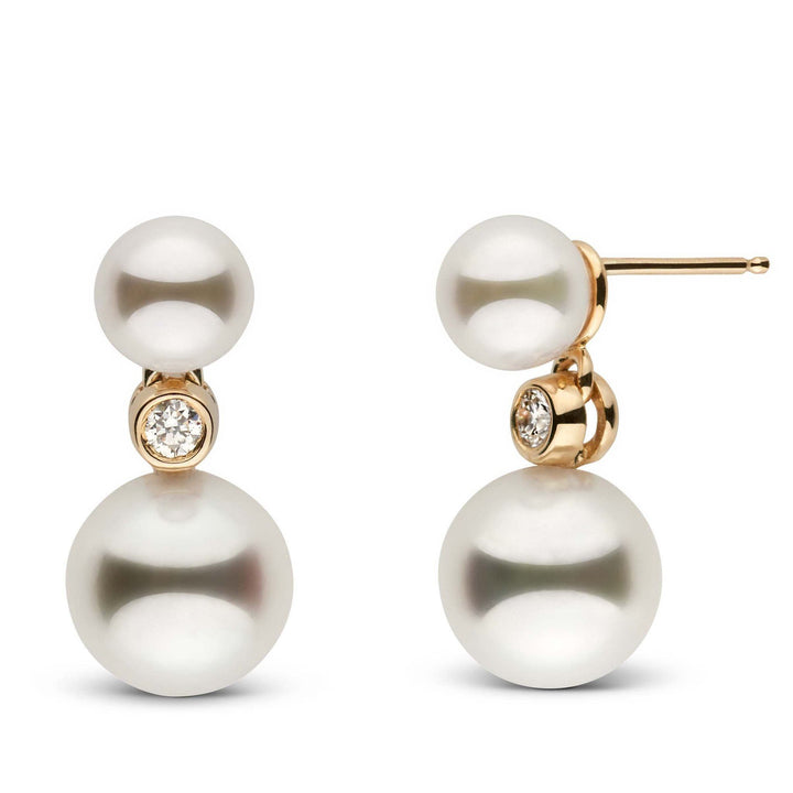6.5-9.0 mm Akoya Pearl and VS1-G Diamond Duet Dangle Earrings