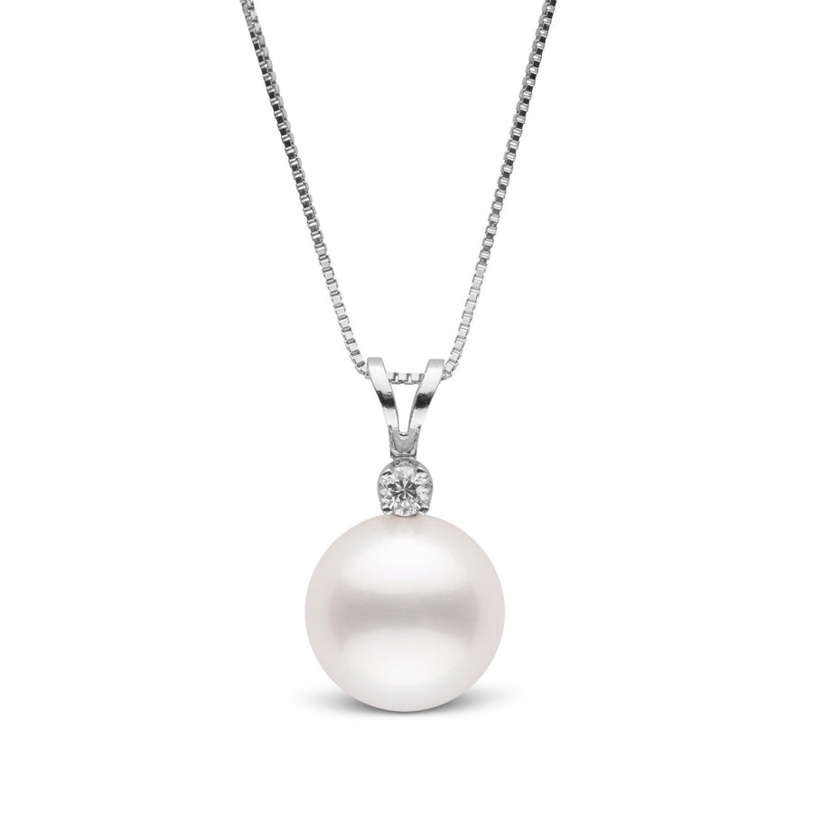 Elegant necklace featuring a single large white freshwater pearl accented with a sparkling diamond, beautifully displayed on a fine 14K white gold chain in the Harmony Collection 10.0-11.0 mm Freshadama Freshwater Pearl & Diamond Pendant.