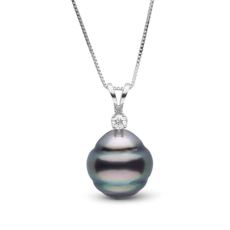 Harmony Collection 11.0-12.0 mm Baroque Tahitian Pearl & Diamond Pendant featuring a lustrous baroque Tahitian pearl with a single sparkling diamond set in a 14K white gold bail on a box chain.