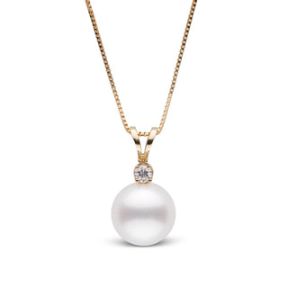 Elegant gold necklace featuring the Harmony Collection 9.0-10.0 mm Freshadama Freshwater Pearl & Diamond Pendant with a lustrous white pearl and sparkling diamond accent.