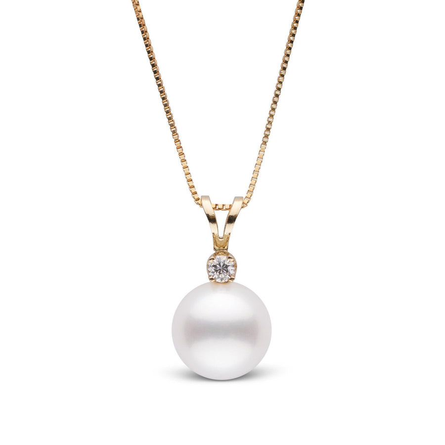 Elegant gold necklace featuring the Harmony Collection 9.0-10.0 mm Freshadama Freshwater Pearl & Diamond Pendant with a lustrous white pearl and sparkling diamond accent.