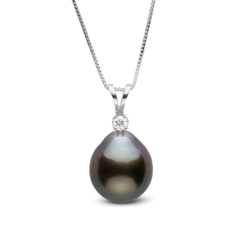 Harmony Collection 9.0-10.0 mm Drop Tahitian Pearl & Diamond Pendant featuring a lustrous dark Tahitian pearl with a single sparkling diamond accent on a delicate chain.