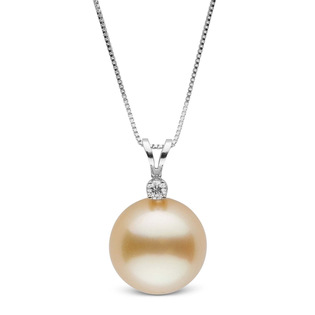 Harmony Collection Golden 11.0-12.0 mm South Sea Pearl & Diamond Pendant wg
