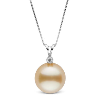 Harmony Collection Golden 11.0-12.0 mm South Sea Pearl & Diamond Pendant wg