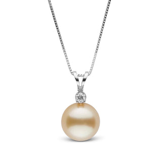 Harmony Collection Golden 9.0-10.0 mm South Sea Pearl & Diamond Pendant, view 2