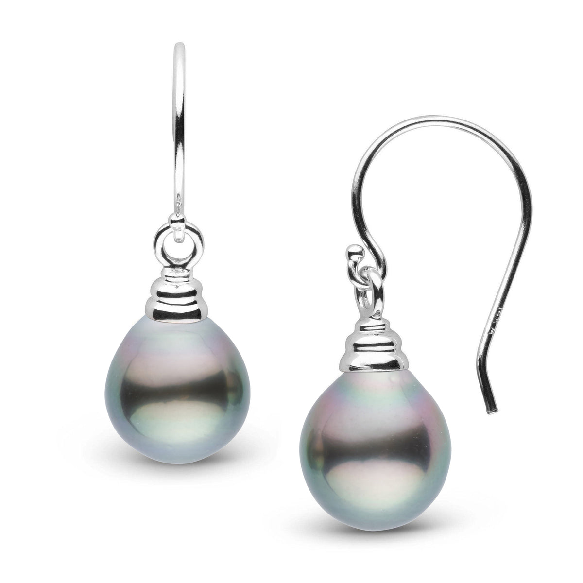Honey Collection Tahitian Drop 9.0-10.0 mm Pearl Earrings featuring lustrous drop-shaped Tahitian pearls with elegant 14K white gold hooks, perfect for sophisticated, timeless style.