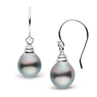 Honey Collection Tahitian Drop 9.0-10.0 mm Pearl Earrings featuring lustrous drop-shaped Tahitian pearls with elegant 14K white gold hooks, perfect for sophisticated, timeless style.