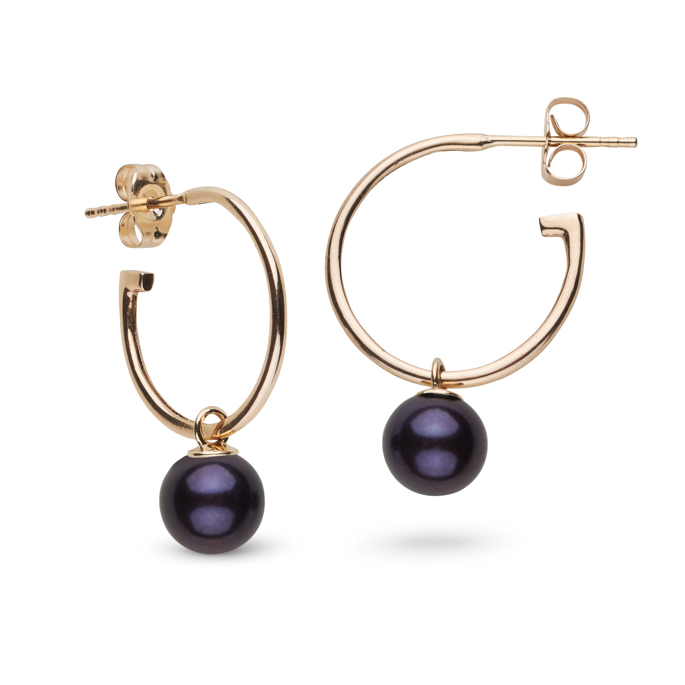 遥*悠様 hazama メモピアス pearl black × clear re 7.5-8.0 mm AAA Black Freshwater Pearl Charm Hoop Earrings – Pearl