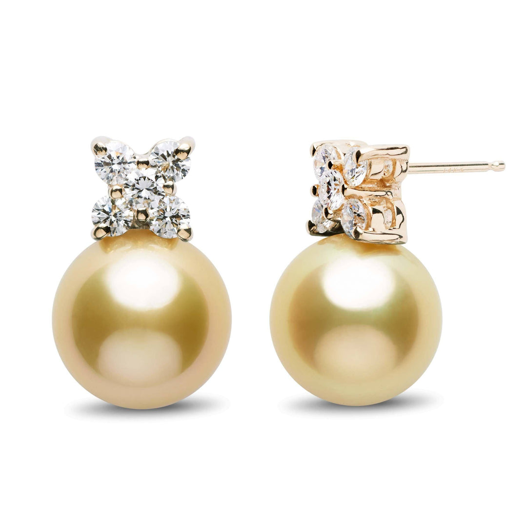 Kiss Collection Golden South Sea 11.0-12.0 mm Pearl and Diamond Stud Earrings