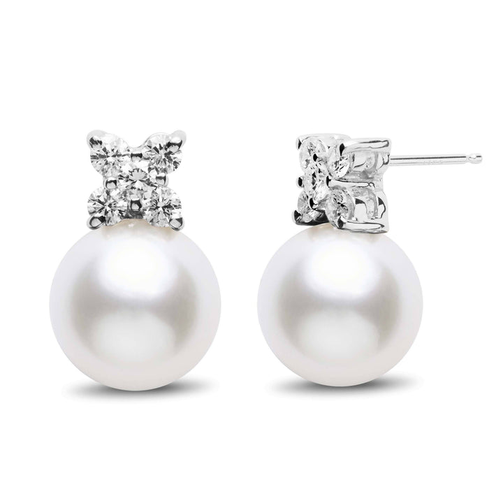 Kiss Collection White South Sea 11.0-12.0 mm Pearl and Diamond Stud Earrings