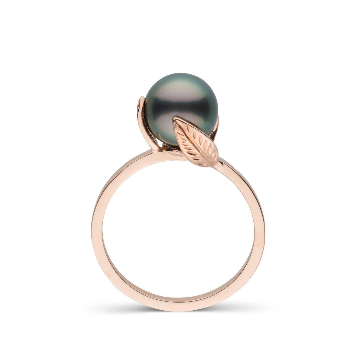 Leaf Collection Tahitian Pearl Ring Rose Gold front
