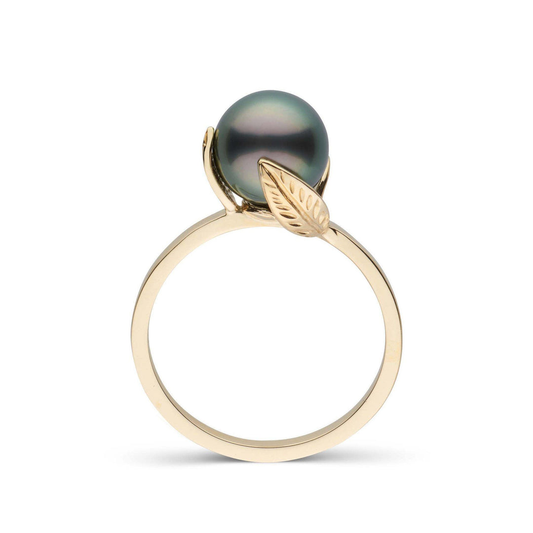 Leaf Collection Tahitian Pearl Ring Yellow Gold front
