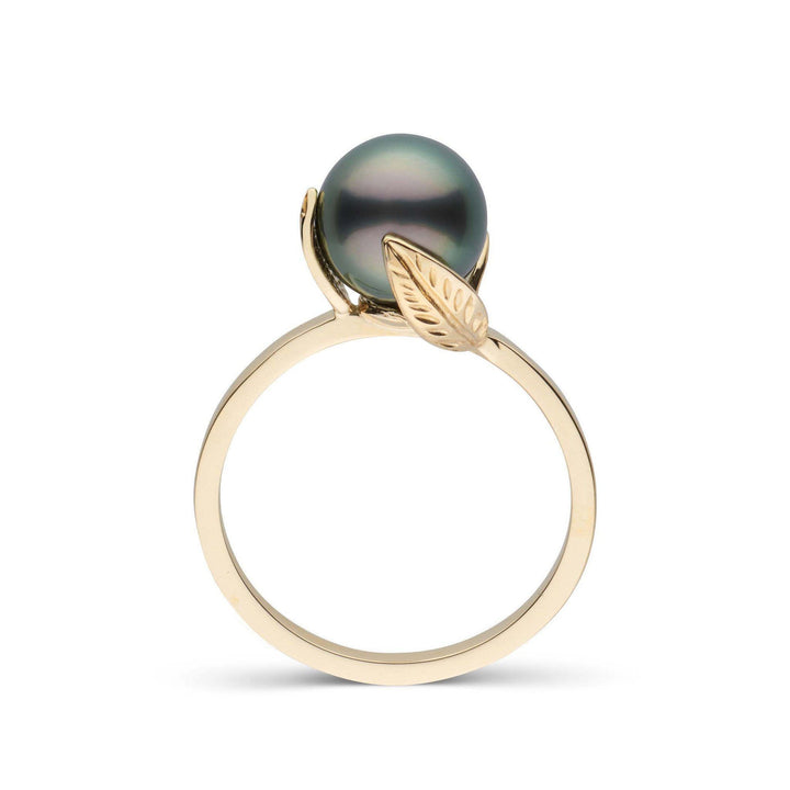 Leaf Collection Tahitian Pearl Ring Yellow Gold front