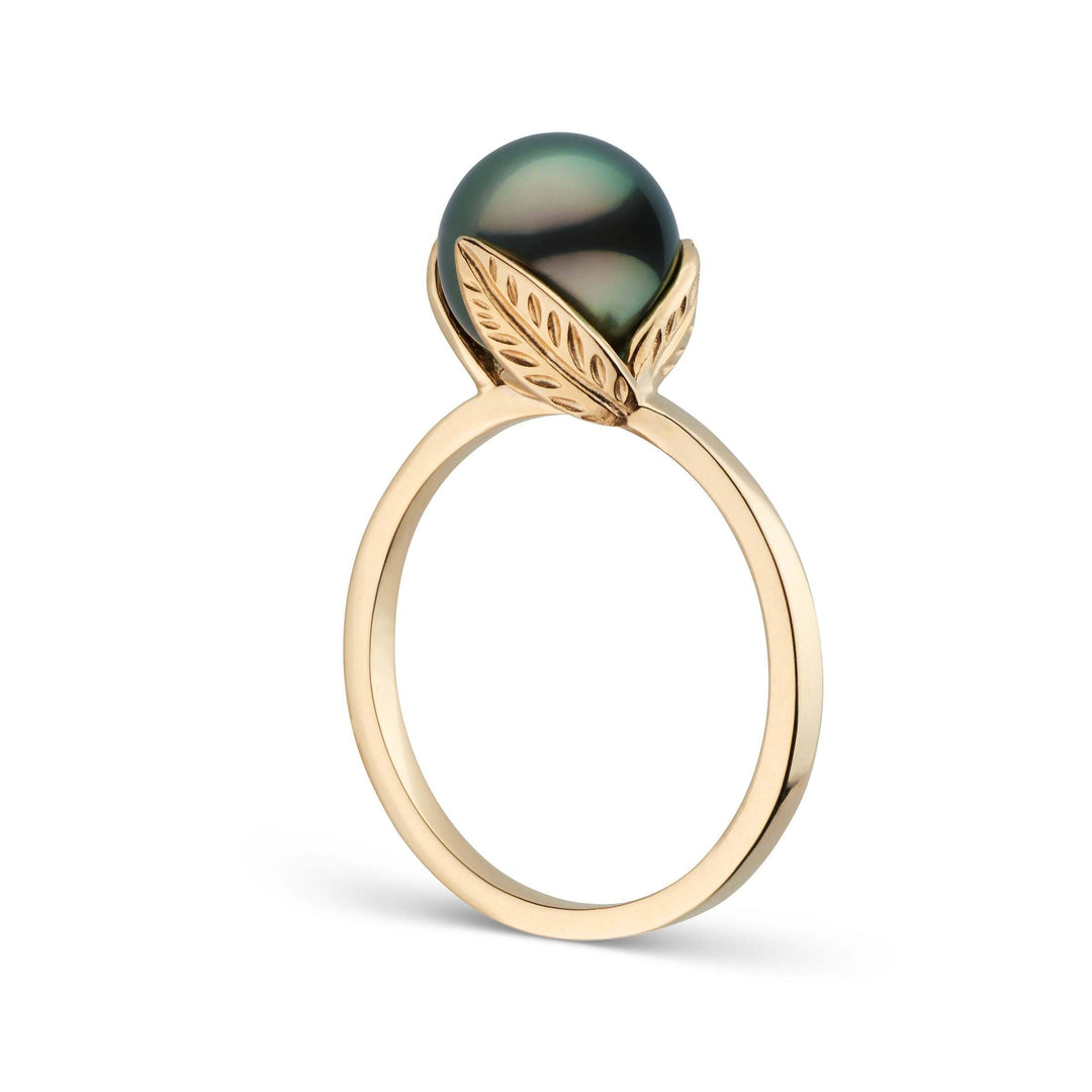 Leaf Collection Tahitian Pearl Ring Yellow Gold angle
