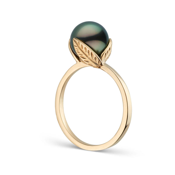 Leaf Collection Tahitian Pearl Ring Yellow Gold angle