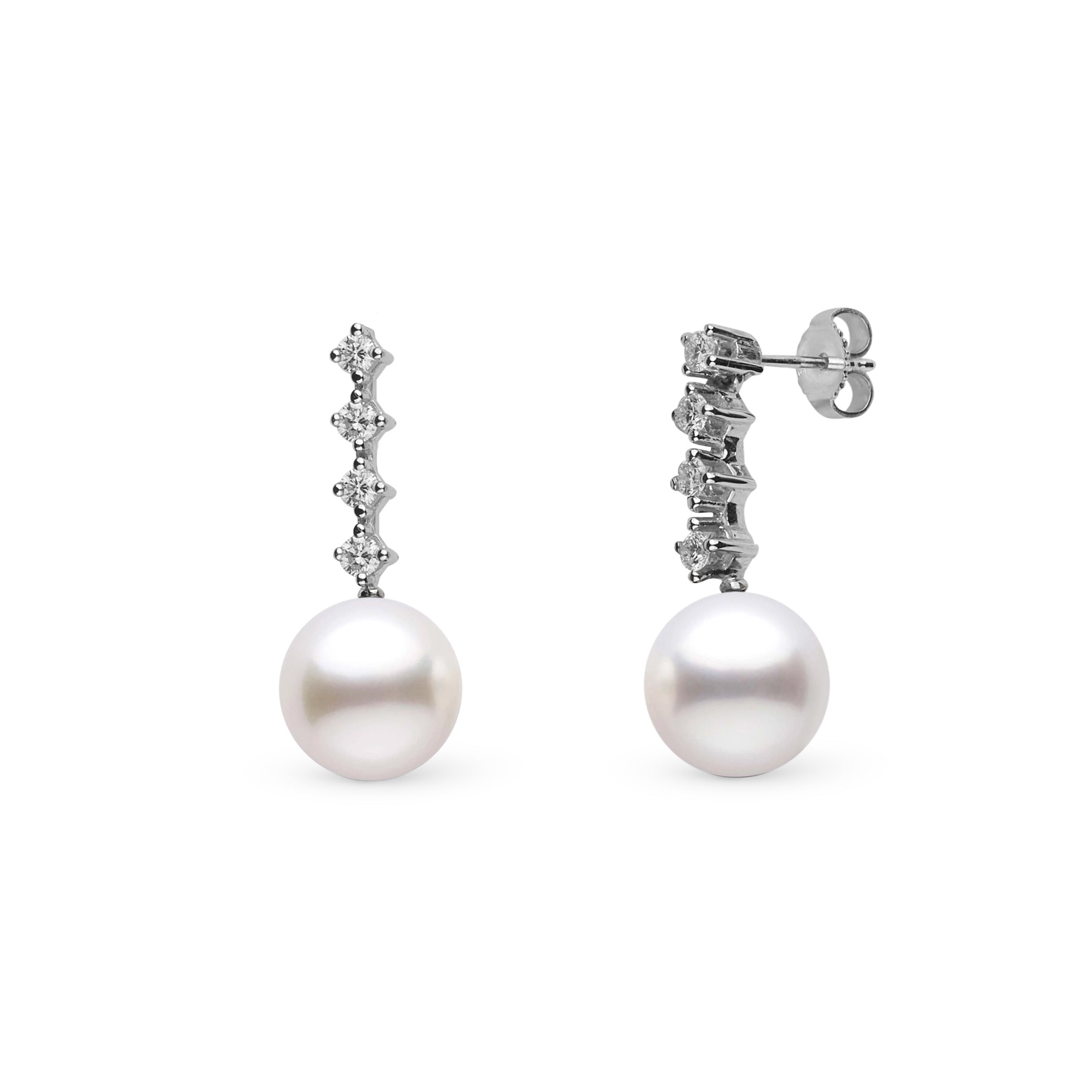 10.0-11.0 mm White South Sea Pearl and Diamond Luminary Earrings