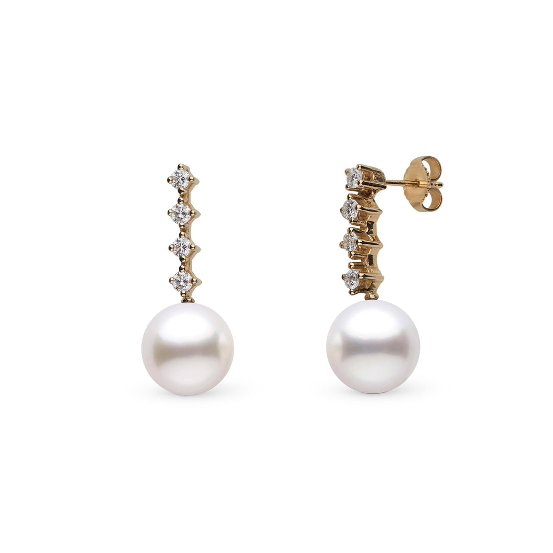 10.0-11.0 mm White South Sea Pearl and Diamond Luminary Earrings