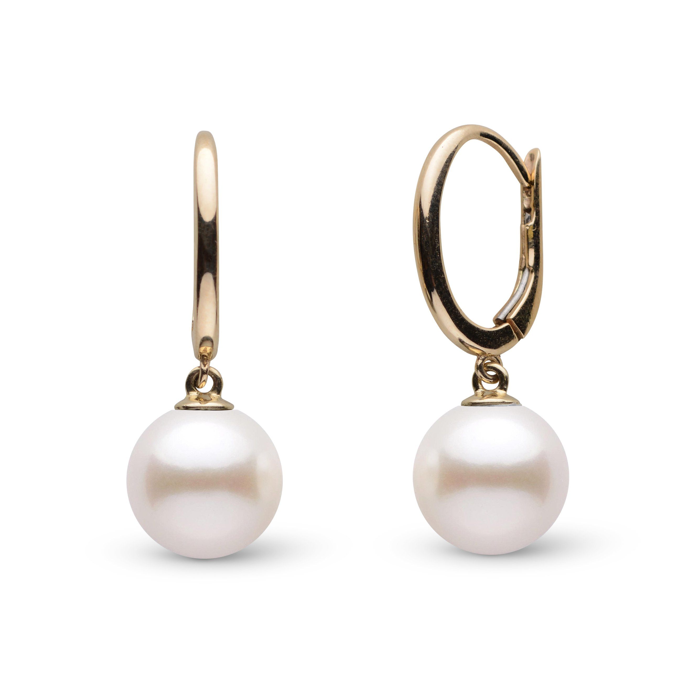 Solid Eternal Collection White Freshadama 8.5-9.0 mm Pearl Dangle Earrings