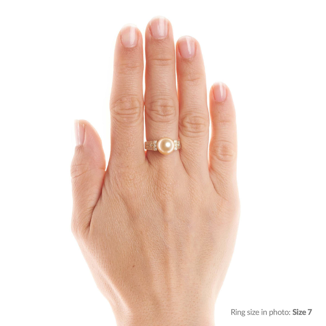 Orbit Collection Golden South Sea & Diamond Ring
