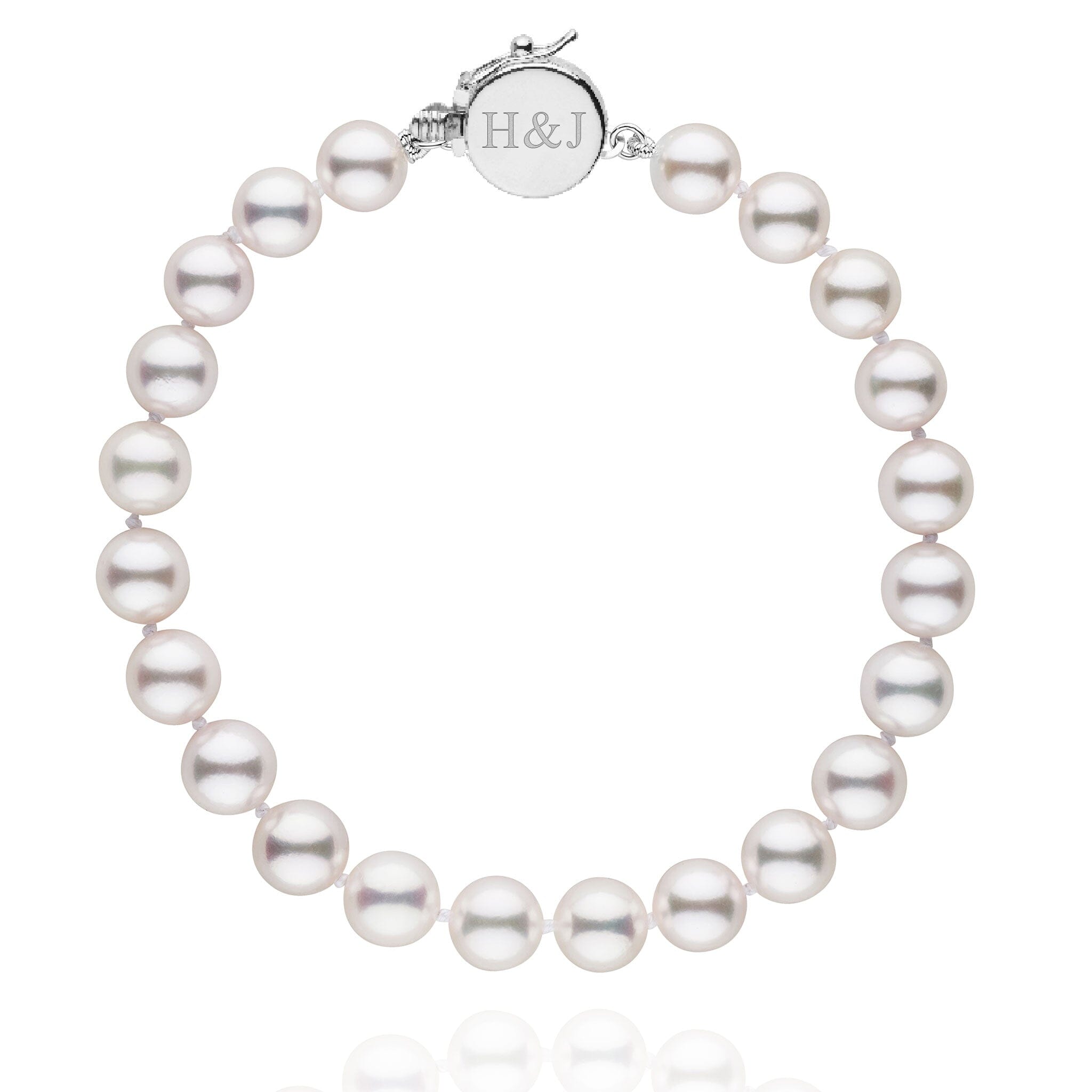 Personalized 7.0-7.5 mm AAA Akoya Pearl Circle Clasp Bracelet