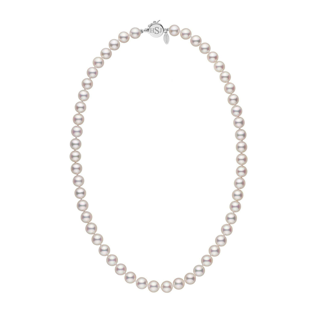 Personalized 18 Inch 7.5-8.0 mm Hanadama Akoya Pearl Circle Clasp Necklace