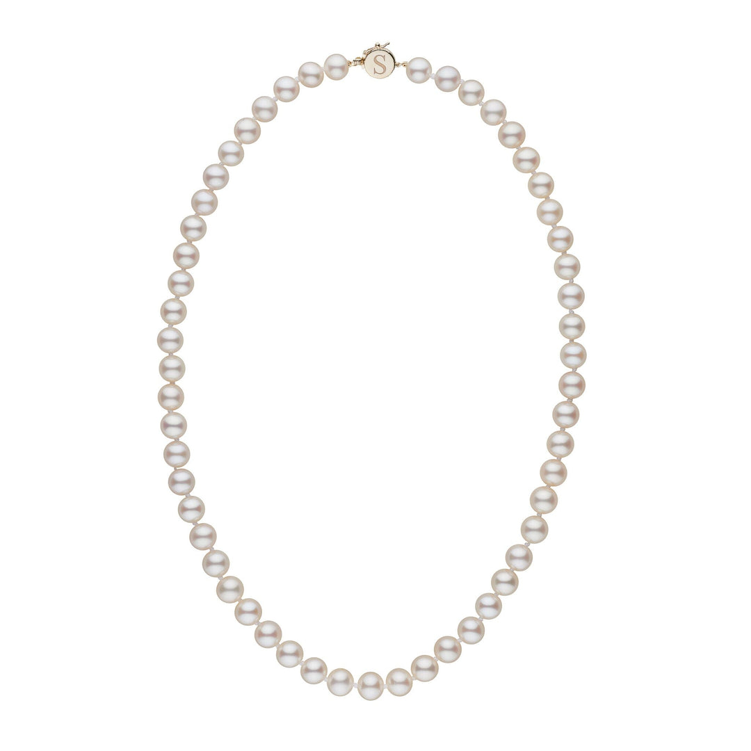 Personalized 18 Inch 7.5-8.0 mm AAA White Freshwater Pearl Circle Clasp Necklace
