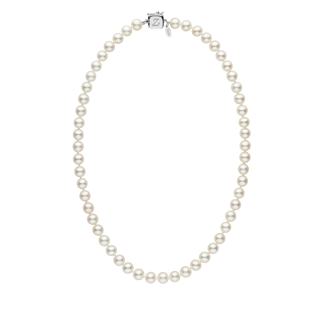 Personalized 7.5-8.0 mm White Freshadama Freshwater Pearl Square Clasp Necklace featuring a strand of lustrous white freshwater pearls with a unique square clasp design.