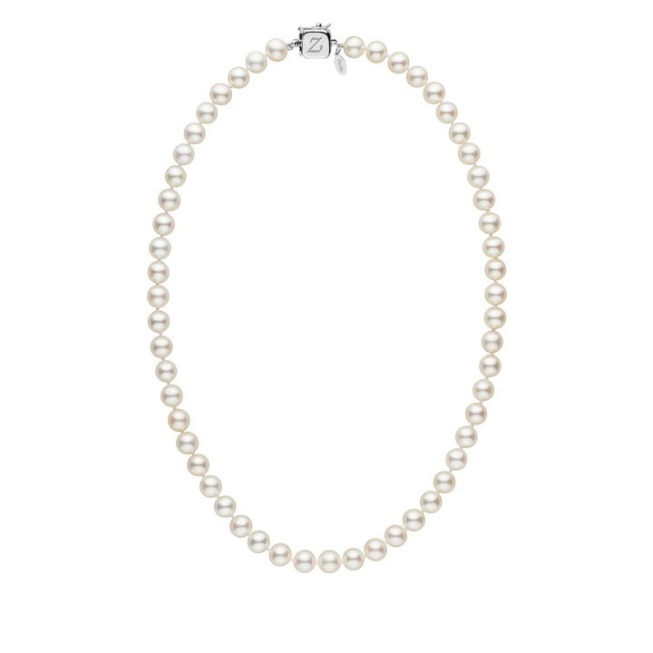 Personalized 7.5-8.0 mm White Freshadama Freshwater Pearl Square Clasp Necklace featuring a strand of lustrous white freshwater pearls with a unique square clasp design.