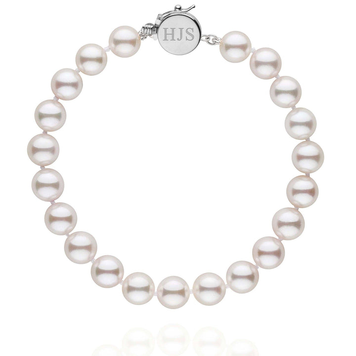 Personalized 7.5-8.0 mm AAA Akoya Pearl Circle Clasp Bracelet