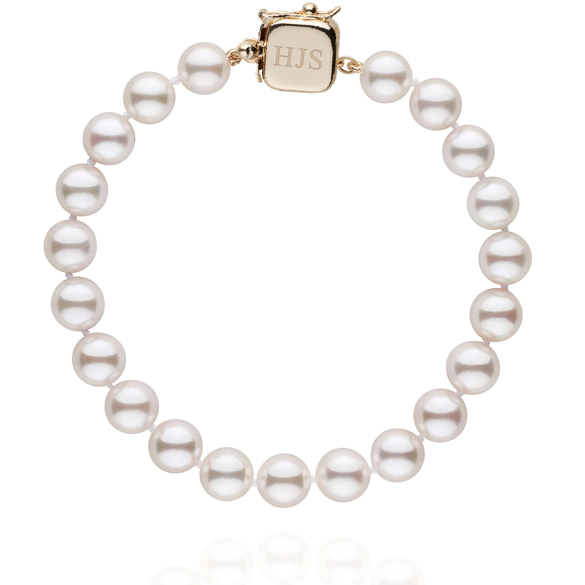 Personalized 7.5-8.0 mm AAA Akoya Pearl Square Clasp Bracelet